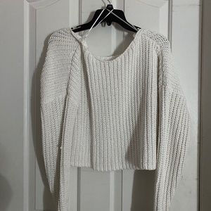 White Knit Crop Sweater